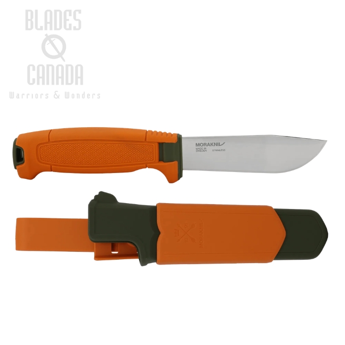 (image for) Morakniv Hunting Amberg Full Flat Fixed Blade Knife, 14C28N Stainless, TPE Burnt Orange, Polypropene Sheath, M-14700