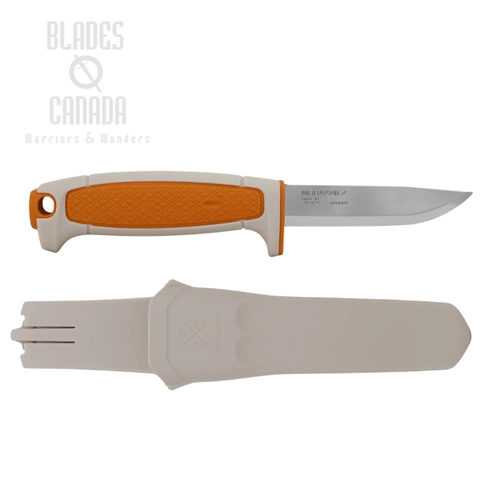 (image for) Morakniv Risberg Fixed Blade Knife, Carbon Steel, Polypropene White/Orange, Polypropene Sheath, M-14704
