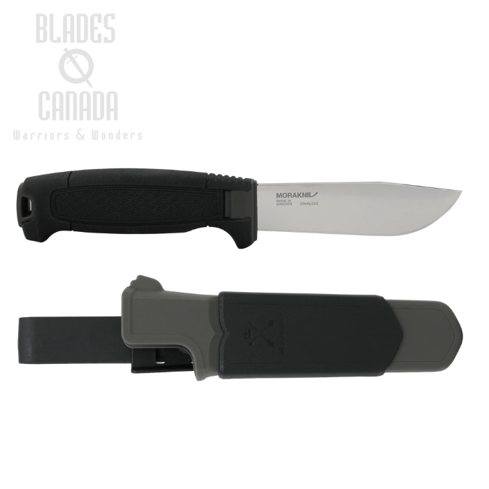 (image for) Morakniv Hunting Amberg Full Flat Fixed Blade Knife, 14C28N Stainless, TPE Black Skies, Polypropene Sheath, M-14742