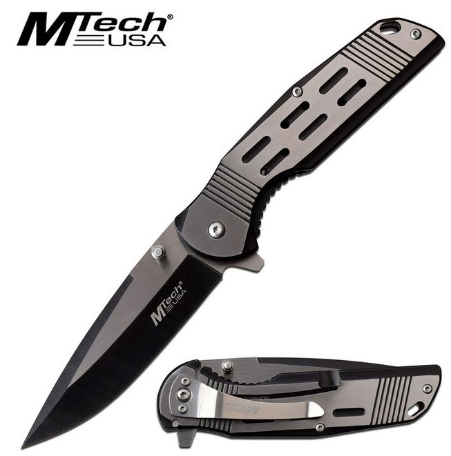 Mtech A1019BK Flipper Framelock Knife, Assisted Opening, Stainless