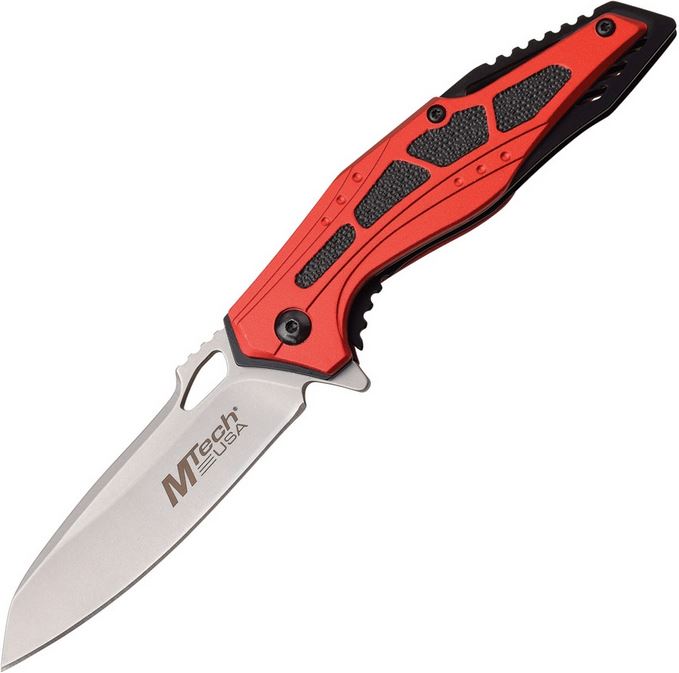 Mtech A1061RD Flipper Folding Knife, Assisted Opening, Aluminum Red - Click Image to Close