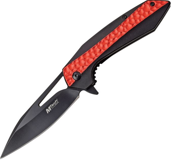 Mtech A1090RD Flipper Folding Knife, Assisted Opening, Aluminum Red - Click Image to Close