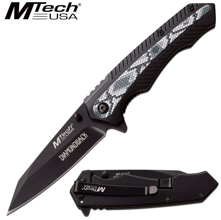 Mtech A1112GY Snake Flipper Folding Knife, Assisted Opening, Aluminum Handle - Click Image to Close