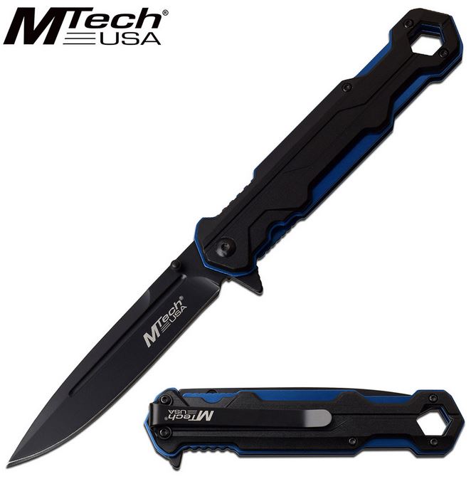 Mtech A1128BL Flipper Folding Knife, Assisted Opening, Aluminum Black - Click Image to Close