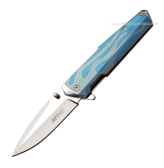 Mtech 1185BL Flipper Folding Knife, Assisted Opening, Stainless Blue Flame
