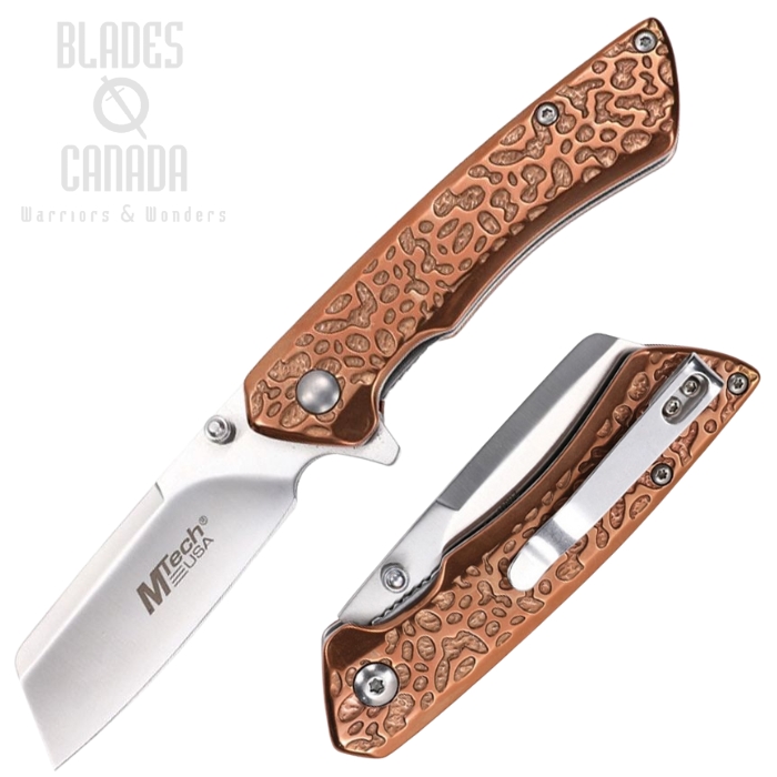 Mtech Flipper Folding Knife, Assisted Opening, Stainless Satin, Aluminum Bronze Textured, 2029BZ