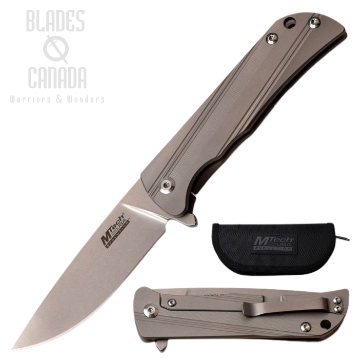 MTech Elite Tactical Evolution Flipper Framelock D2, Titanium Handle, EFDR021GY (image for) MTech Elite Tactical Evolution Flipper Framelock D2, Titanium Handle, EFDR021GY