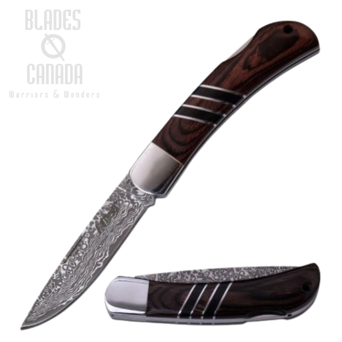 Mtech 1004BR Folding Knife, Stainless Damascus Pattern, Pakkawood (image for) Mtech 1004BR Folding Knife, Stainless Damascus Pattern, Pakkawood