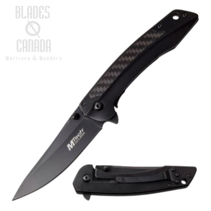 (image for) Mtech 1013BK Flipper Folding Knife, Carbon Fiber Black