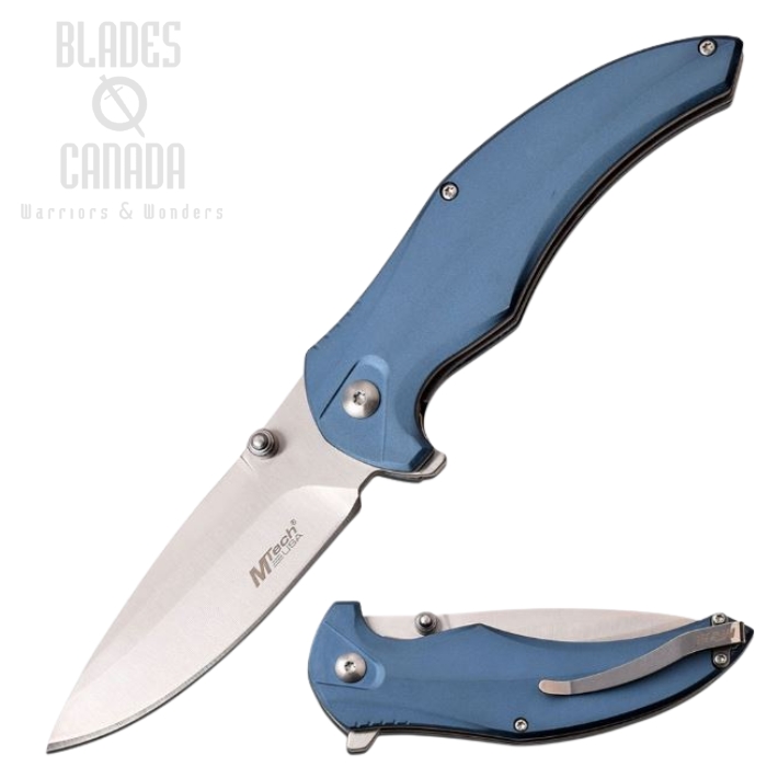 (image for) Mtech 1035BL Flipper Folding Knife, Aluminum Blue