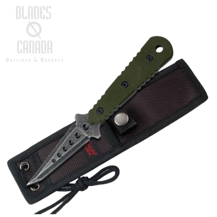 (image for) MTech 2037GN Fixed Blade Knife, Stonewashed, G10 Green