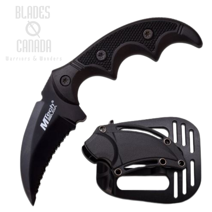 (image for) MTech 2063BK Mini Karambit Fixed Blade Knife, Black Serrated Blade