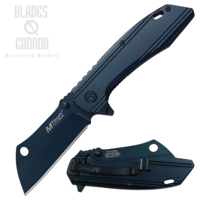 (image for) Mtech A1001BL Flipper Framelock Knife, Assisted Opening, Blue Handle