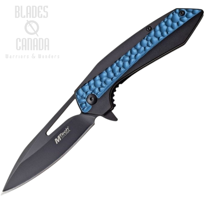 (image for) Mtech A1090BL Flipper Folding Knife, Assisted Opening, Aluminum Blue