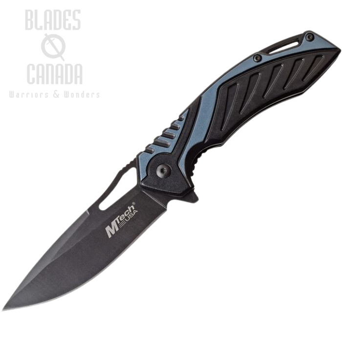 (image for) Mtech A1092BL Flipper Folding Knife, Assisted Opening, Aluminum Black/Blue