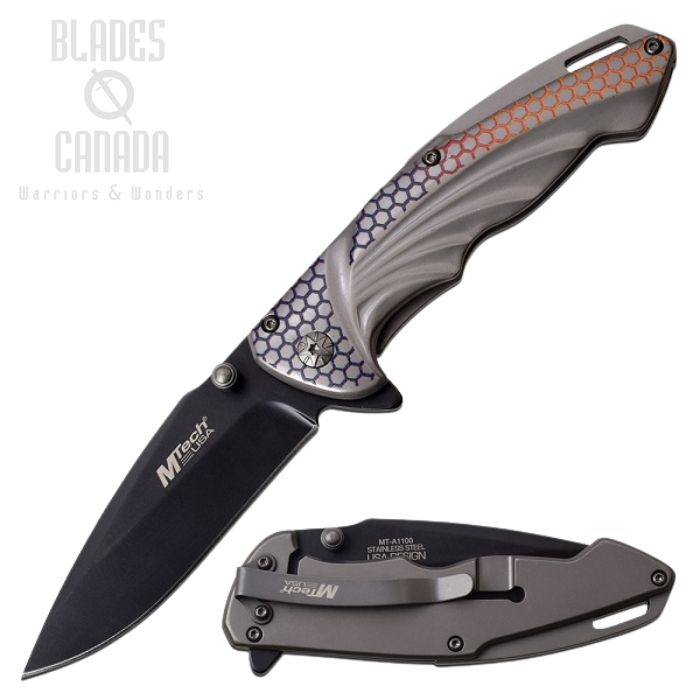 (image for) Mtech A1100GY Folding Knife, Assisted Opening, Grey/ Multi Colour