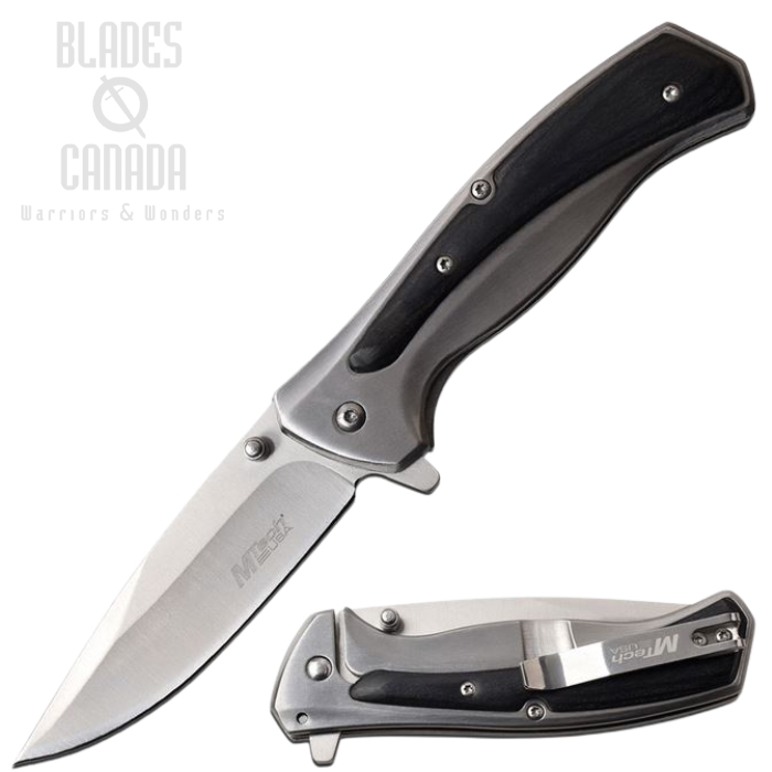 (image for) Mtech A1132GY Flipper Framelock Knife, Assisted Opening, Black Pakkawood
