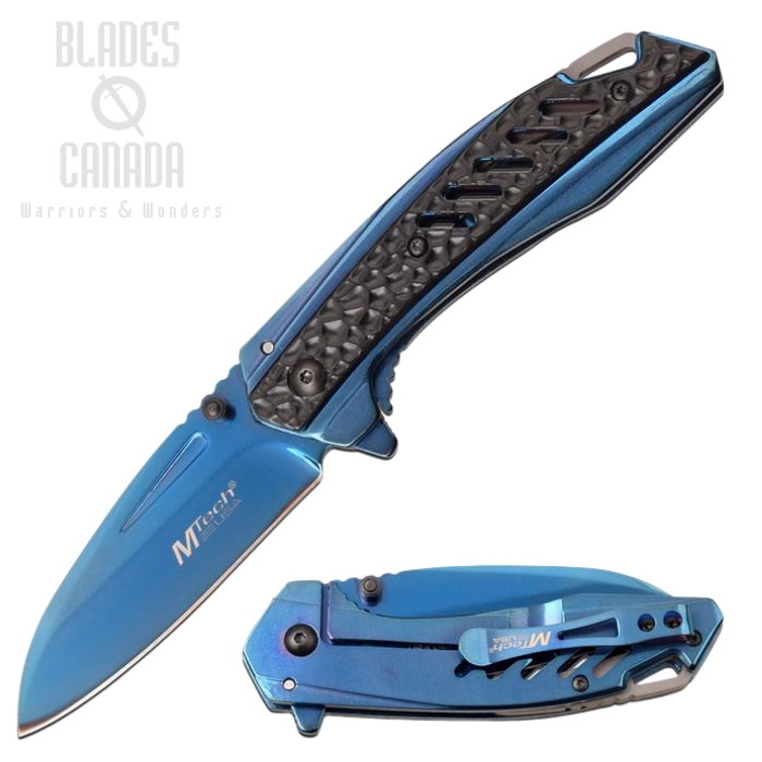 (image for) Mtech A1133BL Flipper Framelock Knife, Assisted Opening, Stainless Blue