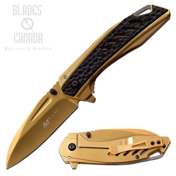 (image for) Mtech A1133GD Flipper Framelock Knife, Assisted Opening, Stainless Gold