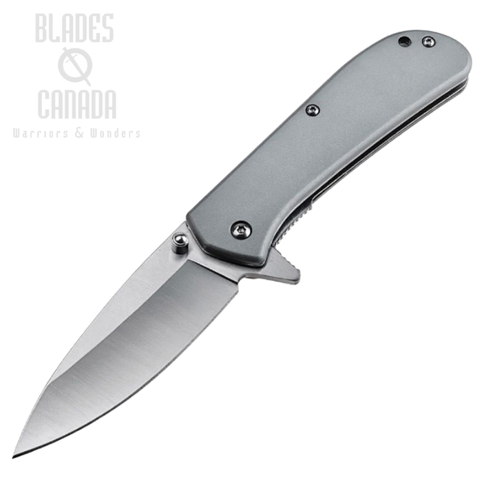 Mtech Flipper Folding Knife, Assisted Opening, Satin Blade, Aluminum Gray, 2037GY
