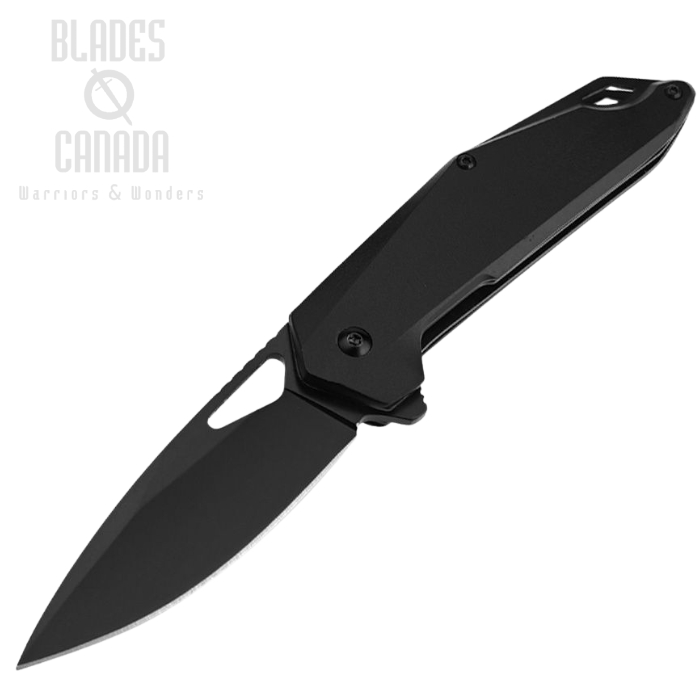 Mtech Flipper Folding Knife, Assisted Opening, Black Blade, Aluminum Black, 2038BK