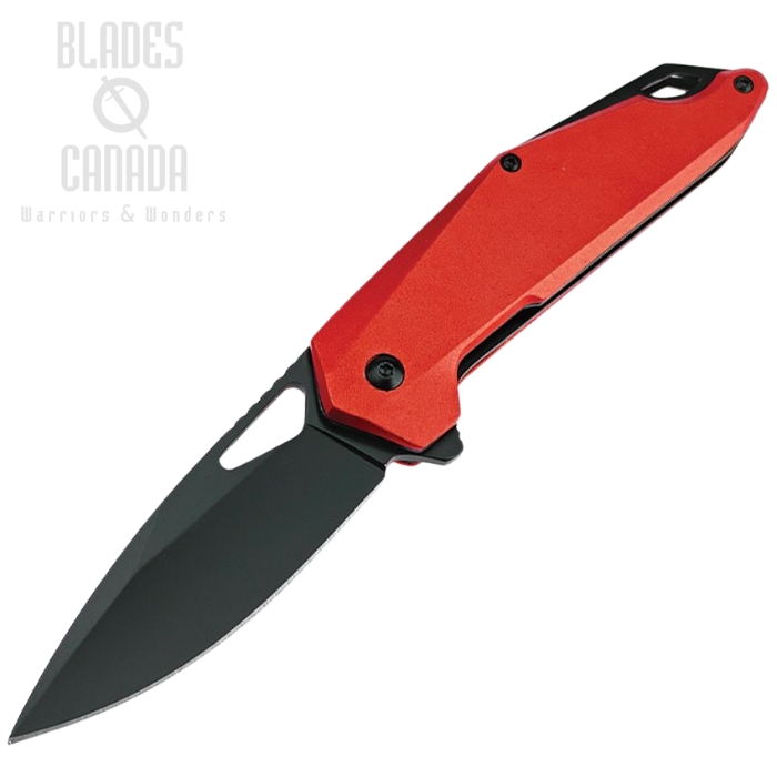Mtech Flipper Folding Knife, Assisted Opening, Black Blade, Aluminum Orange, 2038RD
