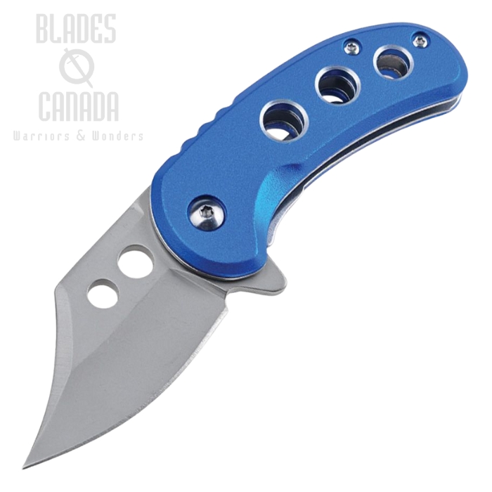 Mtech Small Flipper Folding Knife, Assisted Opening, Satin Blade, Aluminum Blue, MTA2039LB