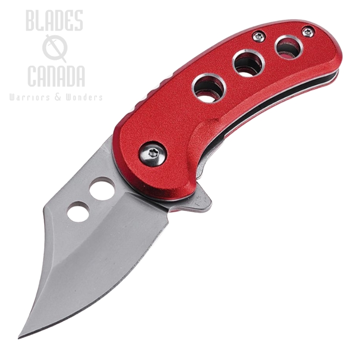 Mtech Small Flipper Folding Knife, Assisted Opening, Satin Blade, Aluminum Red, MTA2039RD