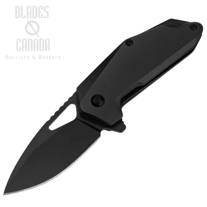 Mtech Flipper Folding Knife, Assisted Opening, Black Blade, Aluminum Black, 2040BK