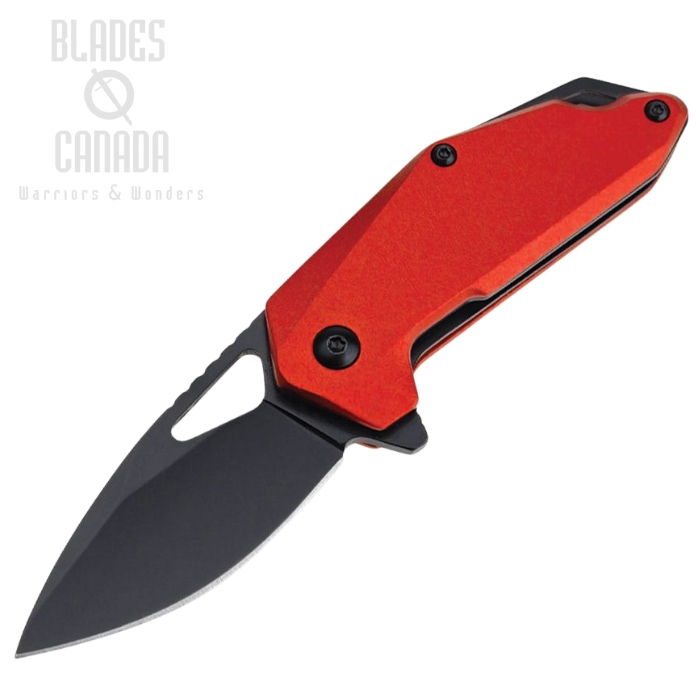 Mtech Flipper Folding Knife, Assisted Opening, Black Blade, Aluminum Red, MTA2040RD