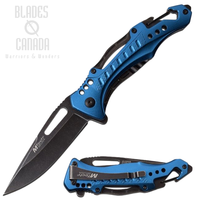 (image for) Mtech A705G2BL Flipper Folding Knife, Assisted Opening, Aluminum Blue