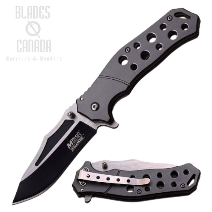 (image for) Mtech A951GY Flipper Folding Knife, Assisted Opening, Aluminum Black