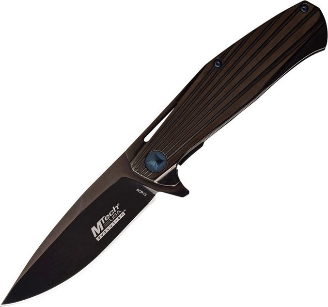Mtech EFDR005GS Flipper Framelock Knife, Assisted Opening, Black Handle