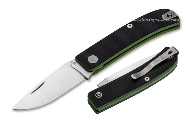 Manly Wasp Slipjoint Folding Knife, 14C28N, G10 Black/Toxic Green, 01ML051