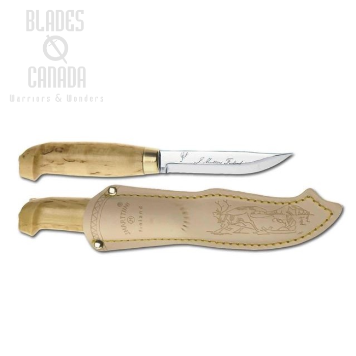 (image for) Marttiini Lynx Fixed Blade Knife, Curly Birch, Leather Sheath, 131010