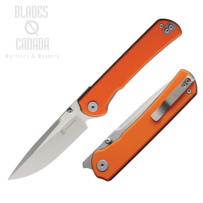 Maxace Peregrine S Folding Knife, Satin Blade, G10 Orange, MAXMM302D (image for) Maxace Peregrine S Folding Knife, Satin Blade, G10 Orange, MAXMM302D