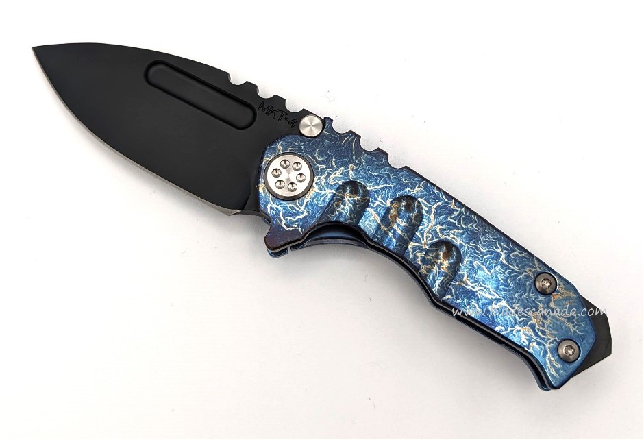 Medford Micro Praetorian Folding Knife, S45VN Black PVD, Titanium Flame/Blue Ano 1