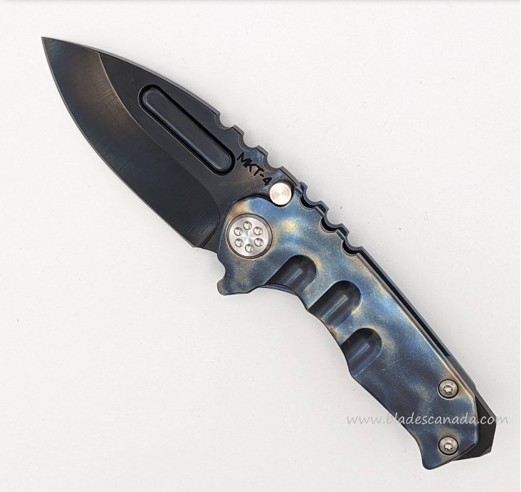 Medford Micro Praetorian Folding Knife, S45VN Black PVD, Titanium Flame/Blue Ano 3
