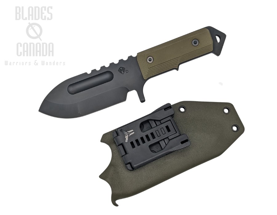Medford Sea Wolf Small Fixed Blade Knife, D2 Black PVD, G10 OD Green, Kydex Sheath