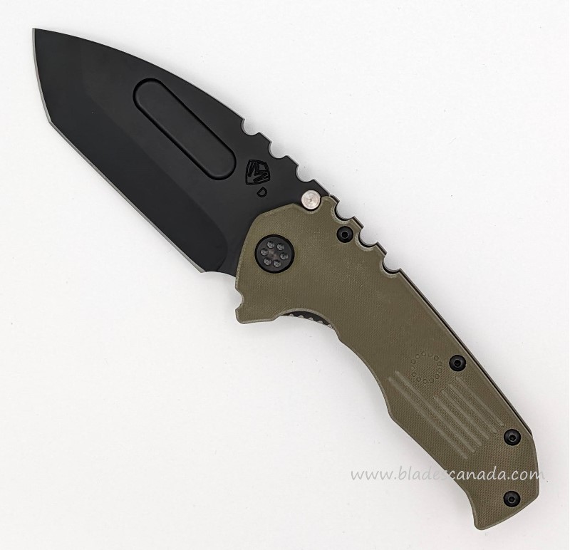 Medford Praetorian Production Folding Knife, D2 Black Tanto, G10 OD Green