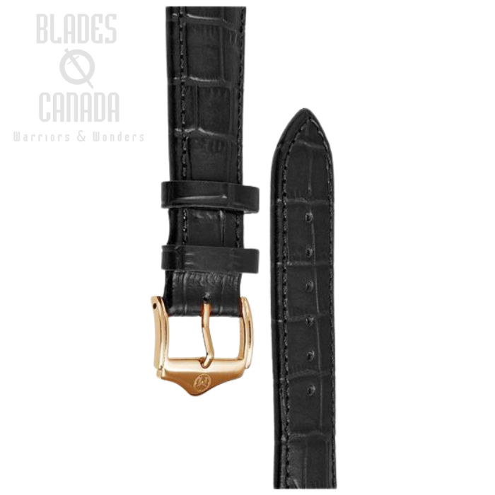 (image for) Melbourne Leather Black Croc Grain Watch Strap - 20mm