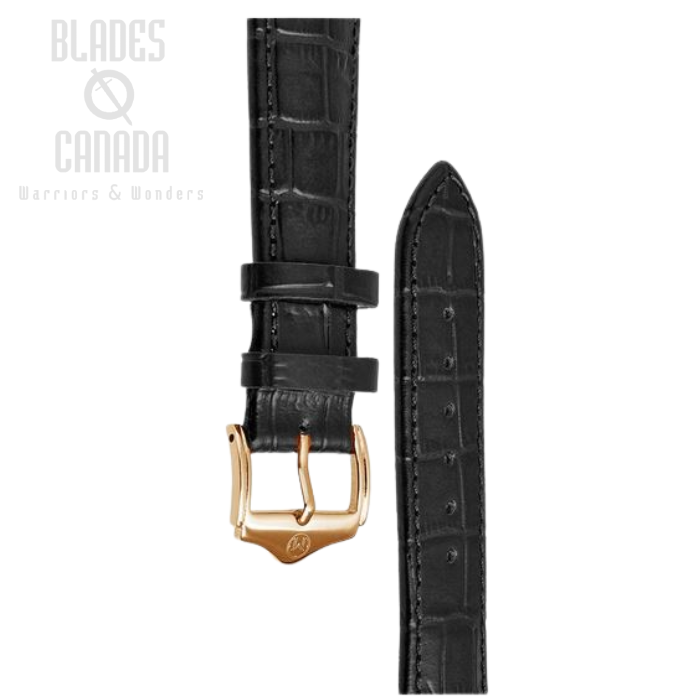 (image for) Melbourne Leather Black Croc Grain Watch Strap - 22mm