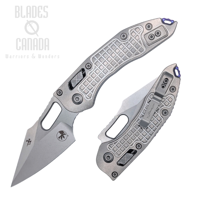 Microtech Stitch Ram-Lok Folding Knife, M390MK, Titanium SW Frag w/Purple Accents, 169RL-10FRMS3