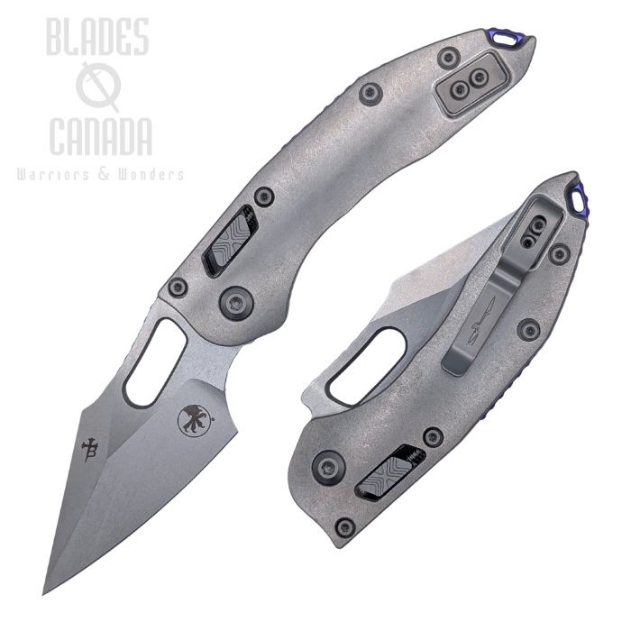 Microtech Stitch Ram-Lok Folding Knife, M390MK, Titanium SW Slab w/Purple Accents, 169RL-10MS3