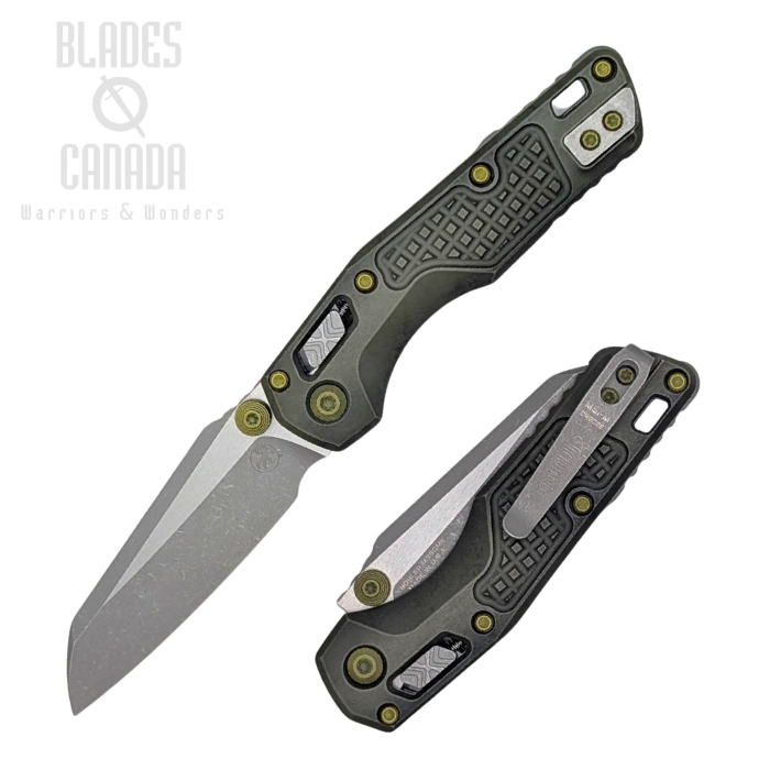 (image for) Microtech MSI Mini Ram-Lok Folding Knife, M390MK Stainless, Aluminum Grenade Green Frag, 210M-10FRDGG-U25