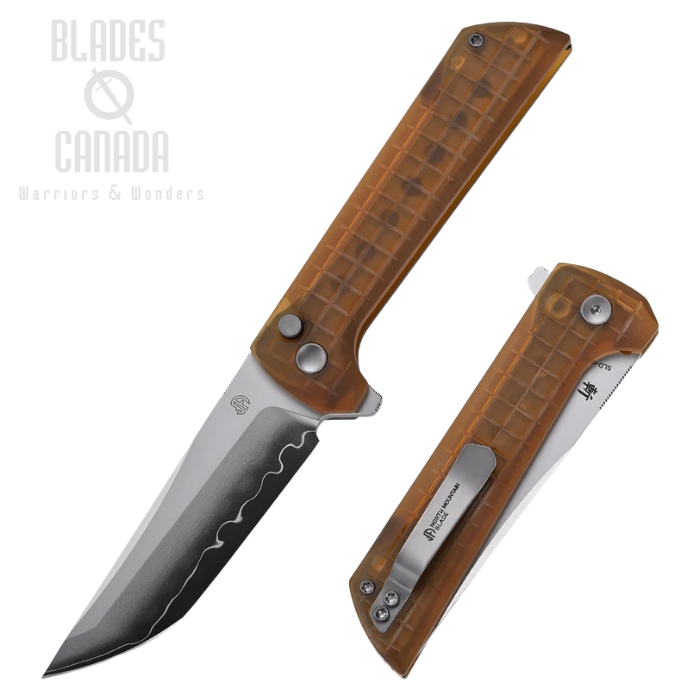 North Mountain Blade Chop 2 Flipper Button Lock Knife, SLD-MAGIC SAN MAI, PEI Handle, 2405-PEI