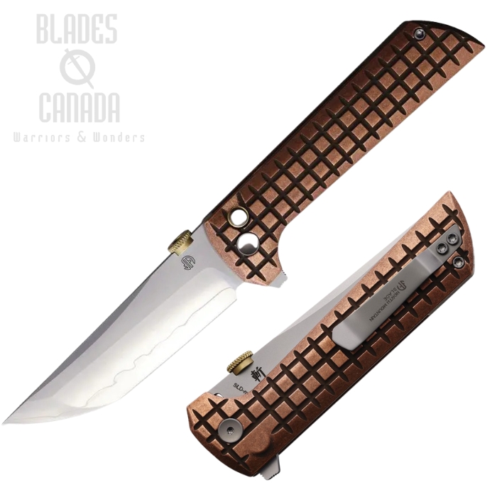 North Mountain Blade Chop 2 Flipper Button Lock Knife, SLD-Magic SAN MAI, Copper Handle, NMB2406CO
