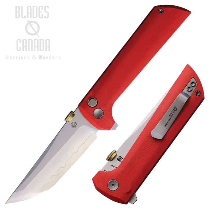 North Mountain Blade Chop 2 Flipper Button Lock Knife, SLD-MAGIC SAN MAI, G10 Red, 2406-RED
