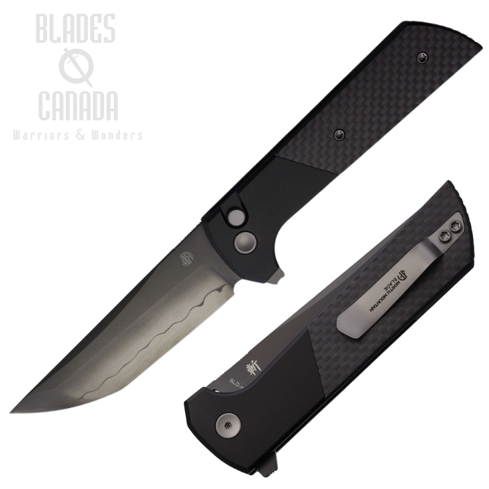 North Mountain Blade Chop 2 Flipper Button Lock Knife, SLD-Magic SAN MAI Black, Carbon Fiber/Aluminum, 2407-CF-DLC