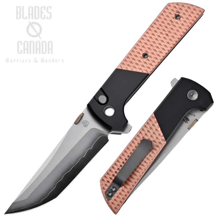 (image for) North Mountain Chop 2 Flipper Button Lock Knife, SLD-Magic SAN MAI, Aluminum Black/Copper Textured, 2407-CUDI